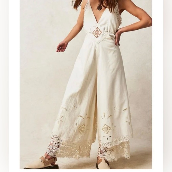 Free People Always Yours Crochet Cutwork Lace Jumpsuit - Picture 2 of 11